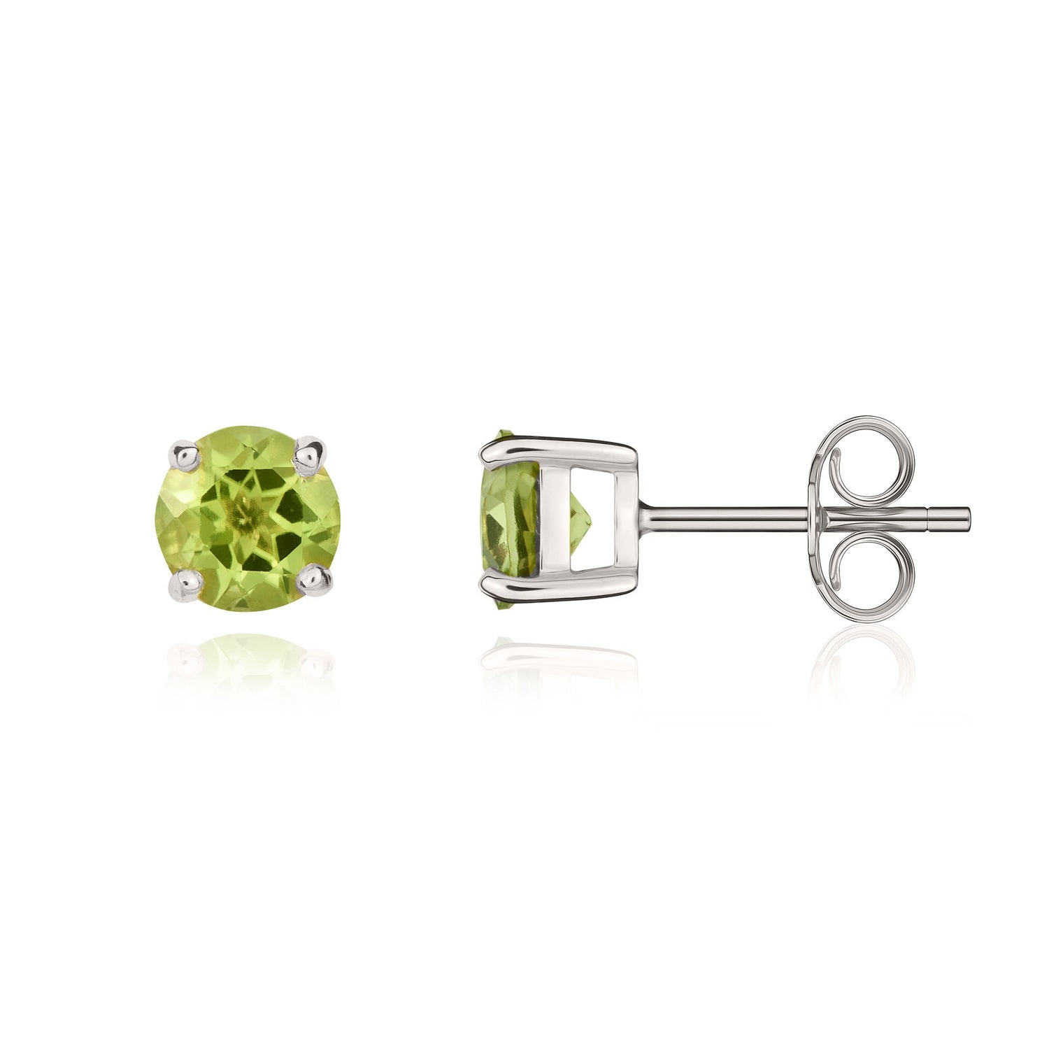 9CT White Gold Round Peridot Claw Stud Earrings 5mm