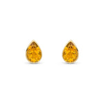 9ct Yellow Gold Pear Shaped Natural Citrine Rubover Stud Earrings — 7x5mm