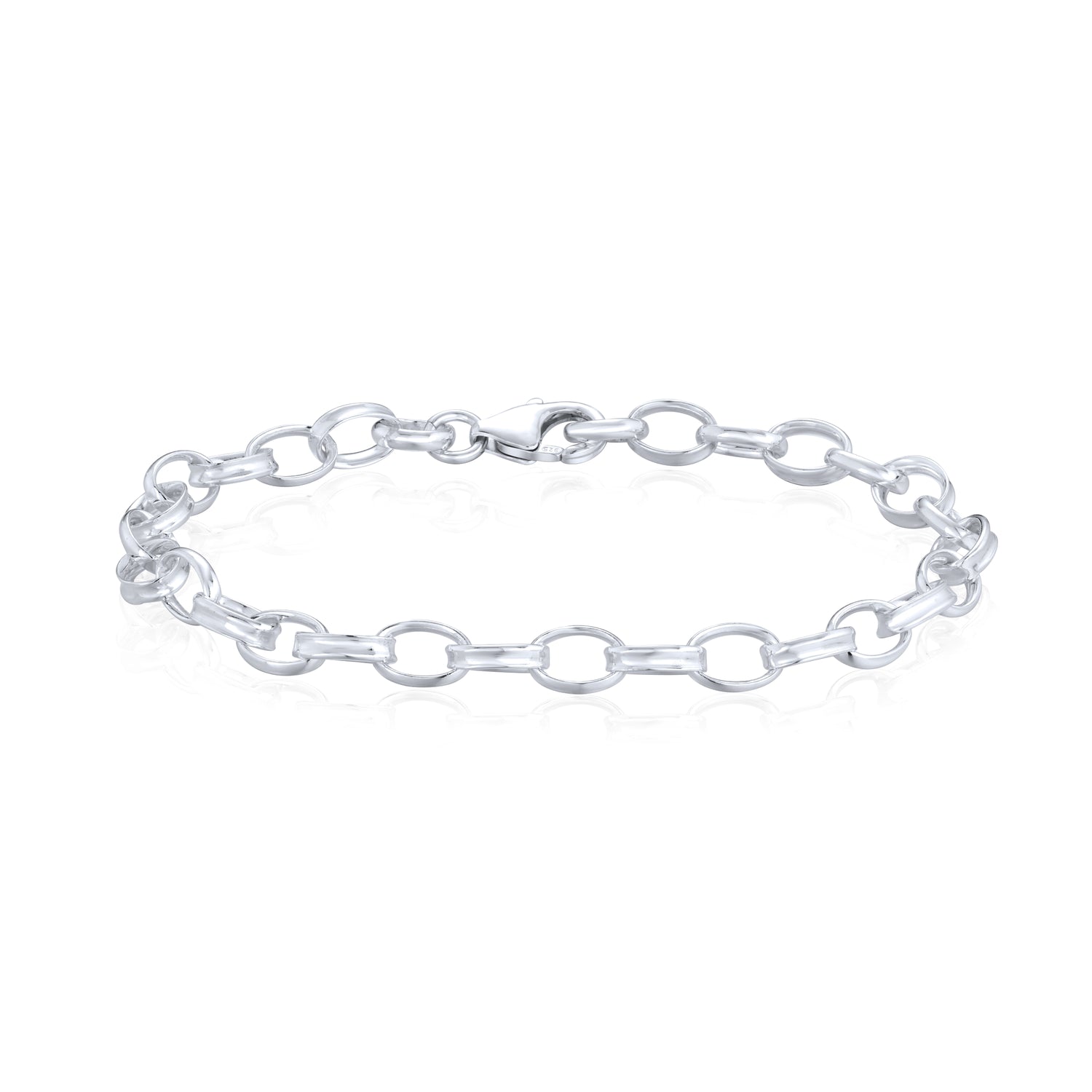 Sterling Silver Handmade Solid 6x9mm Oval Belcher Bracelet