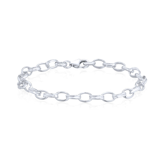 Sterling Silver Handmade Solid 6x9mm Oval Belcher Bracelet