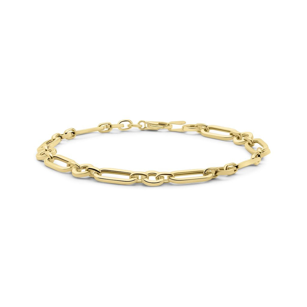 9ct Yellow Gold Elongated Oval & Round Link Bracelet