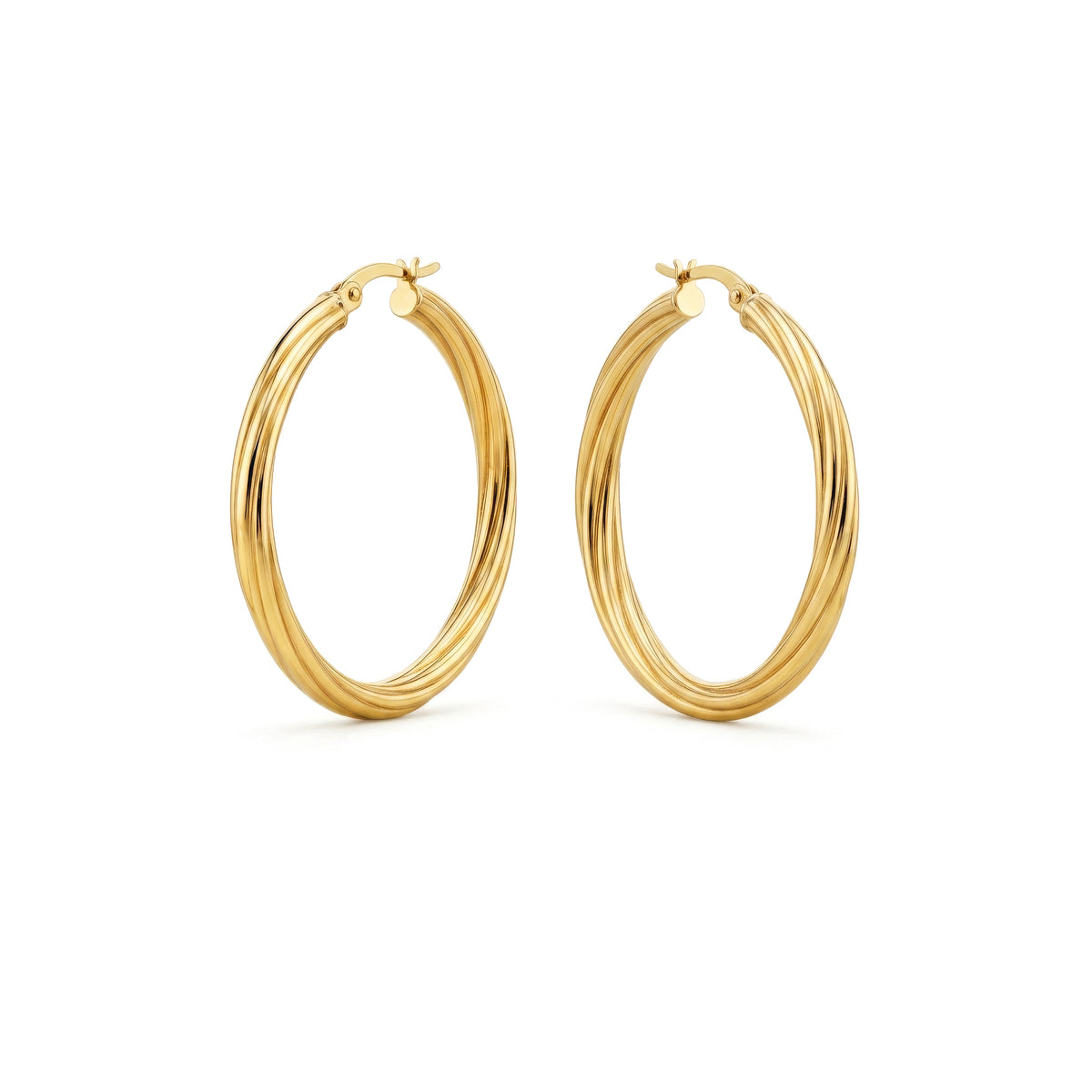9ct Yellow Gold Twist Hoop Earrings — 36mm