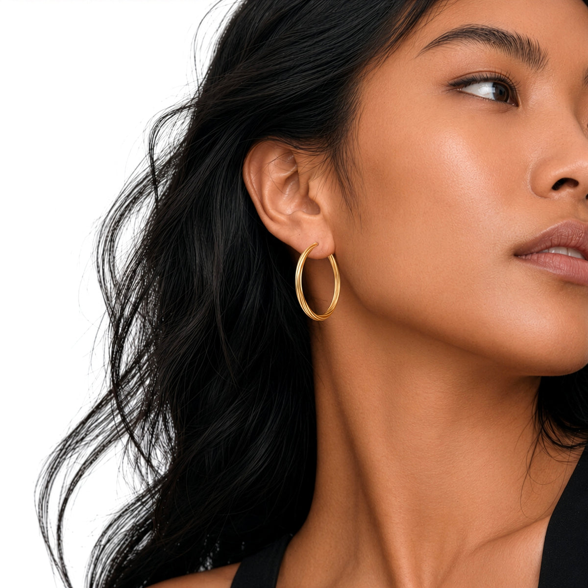9ct Yellow Gold Twist Hoop Earrings — 36mm