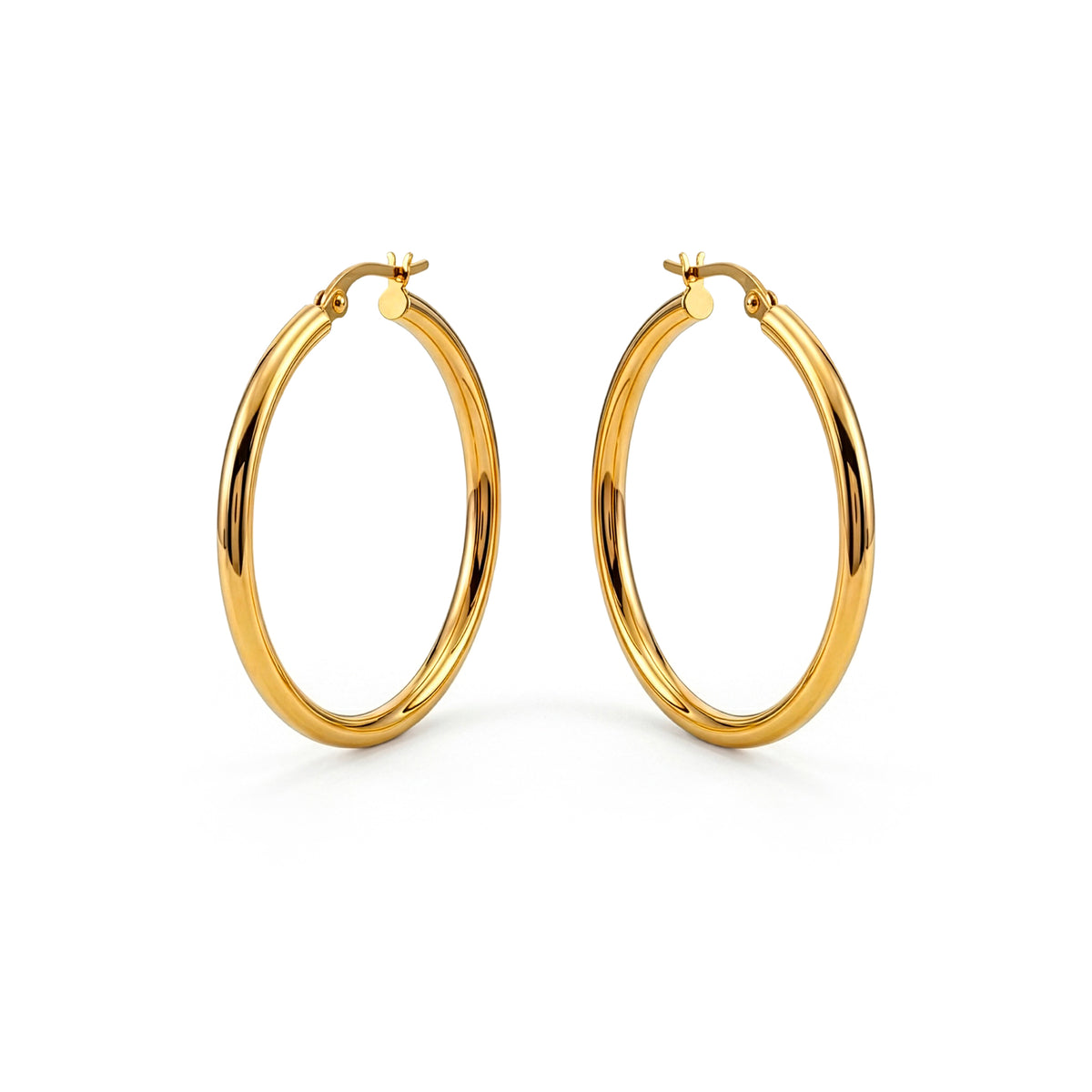 9ct Gold Polished Hoop Earrings — 37mm