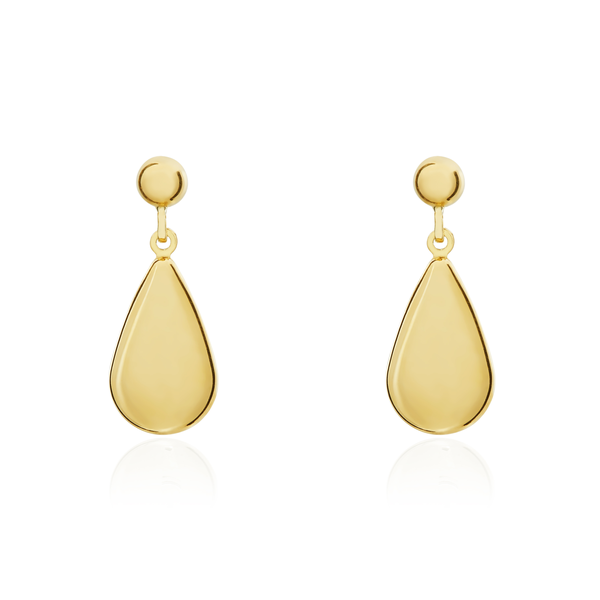 9ct Gold Polished Pear Shaped Drop Earrings