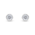 9ct White Gold Round Cubic Zirconia CZ Rubover Stud Earrings — 6mm