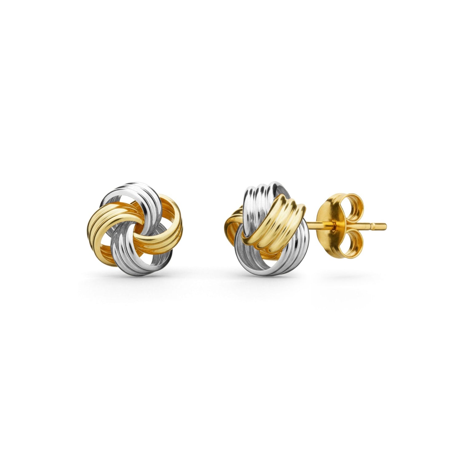 9ct Two-Tone Gold Polished Ribbed Multi-Loop Knot Stud Earrings — 9mm