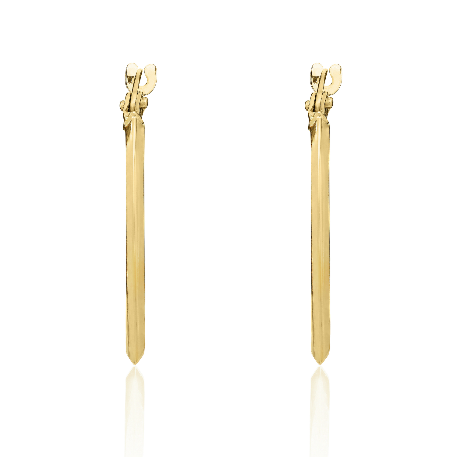 9ct Yellow Gold Polished Flat Bevelled Oval Hoop Earrings