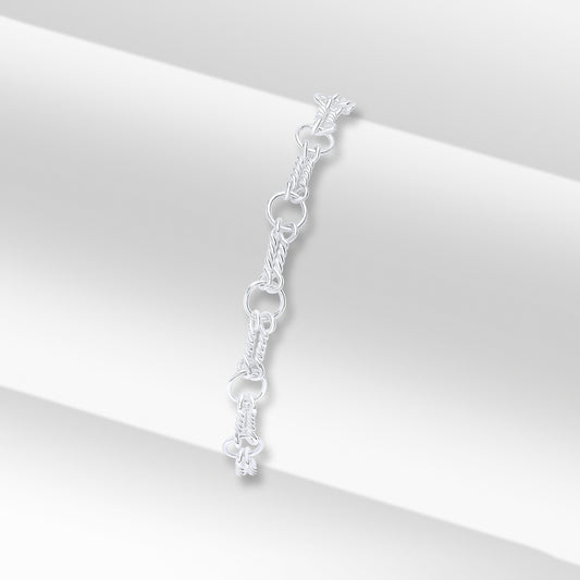 Sterling Silver Handmade Solid 6.2mm Double Twist Bracelet