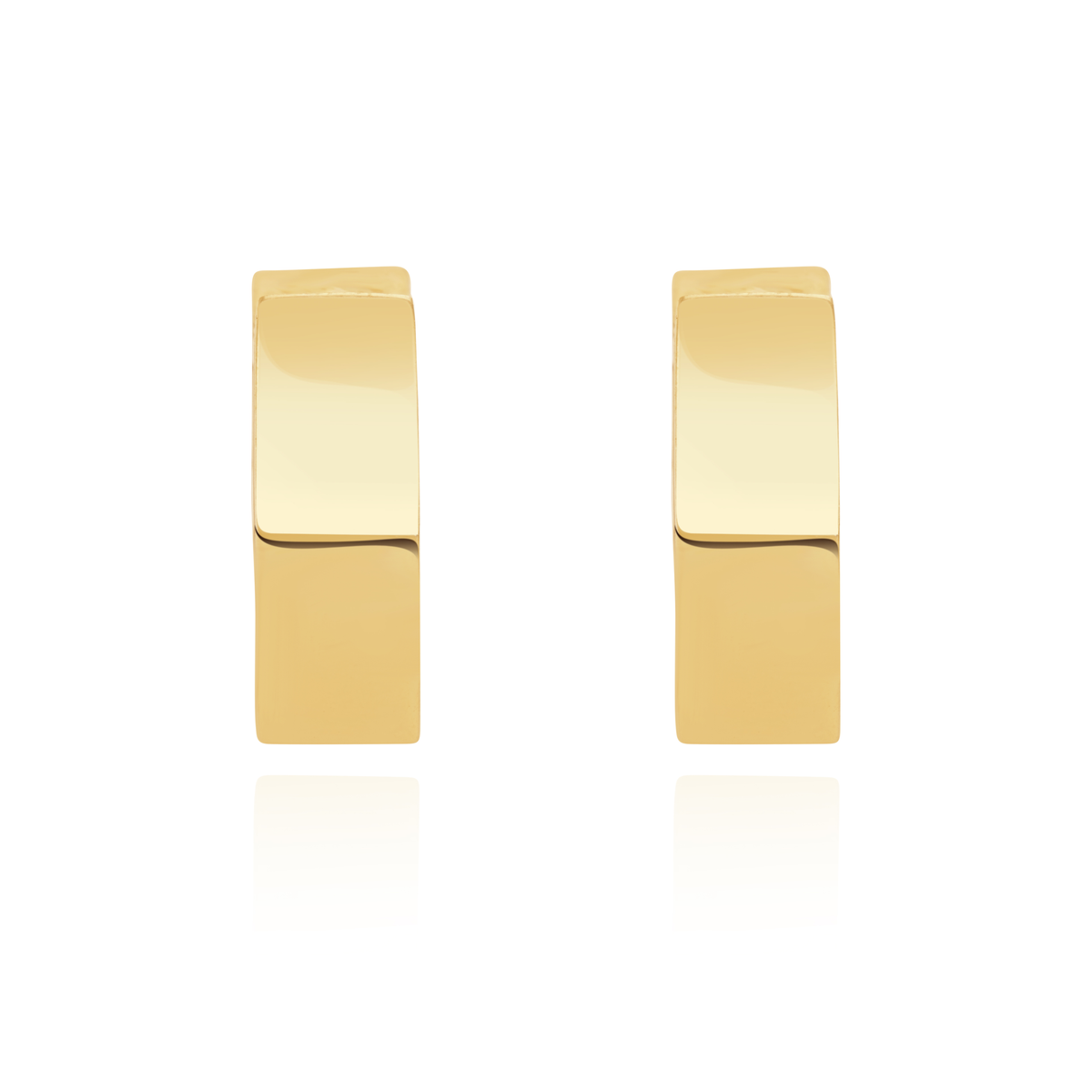 9ct Gold Hexagon Huggie Hoop Earrings — 13mm