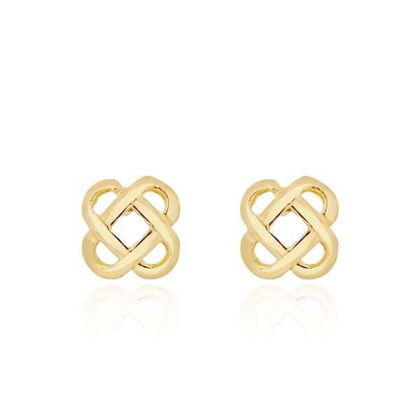 9ct Gold Cushion Shape Openwork Stud Earrings