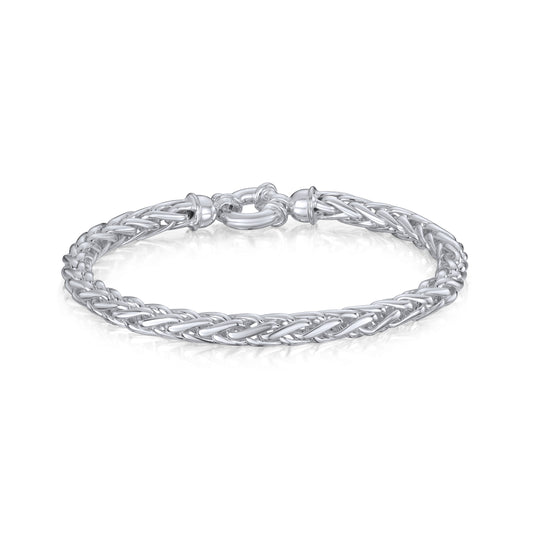Sterling Silver Handmade Solid 4.9mm Spiga Bracelet