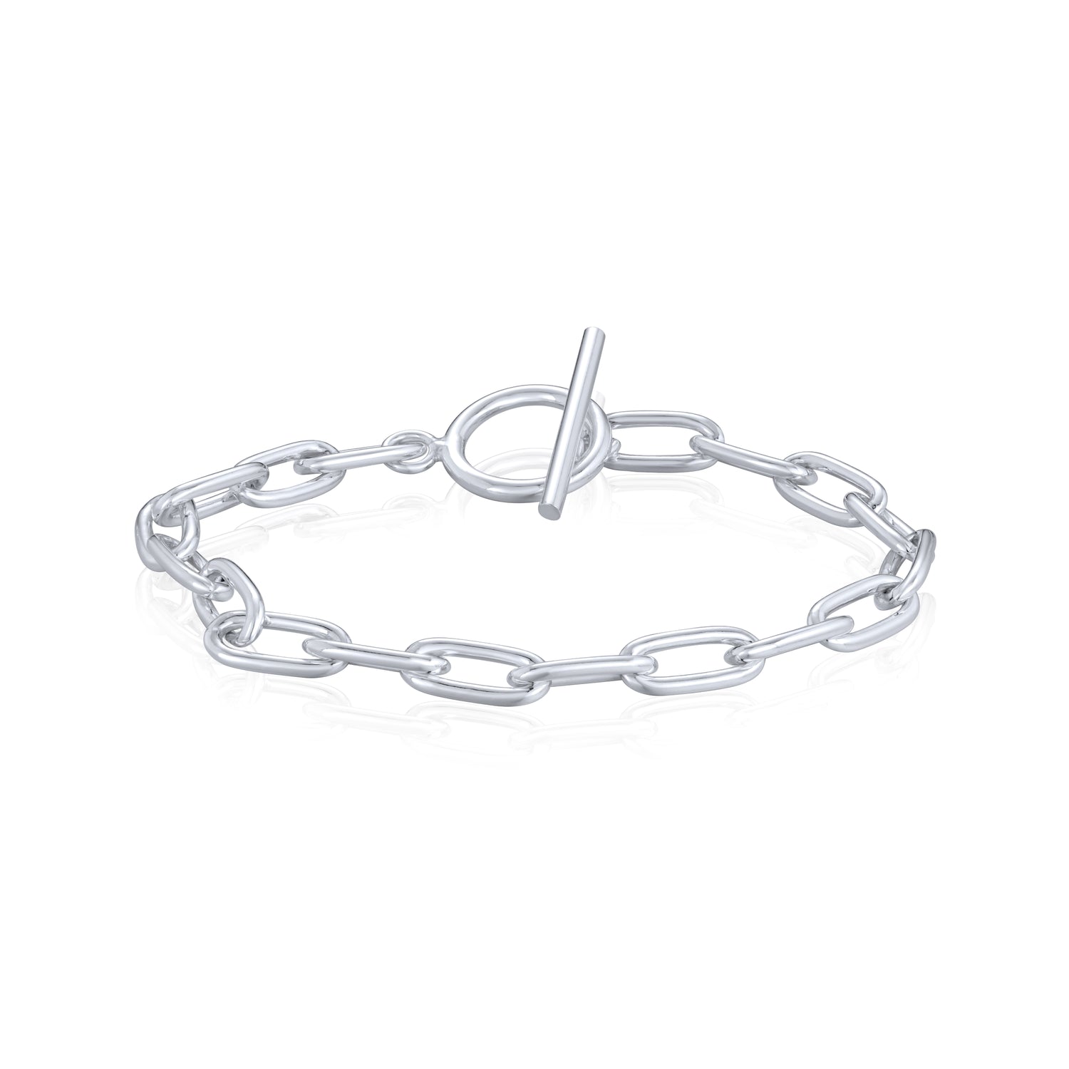 Sterling Silver Solid 5x11mm Paperclip T-Bar Bracelet