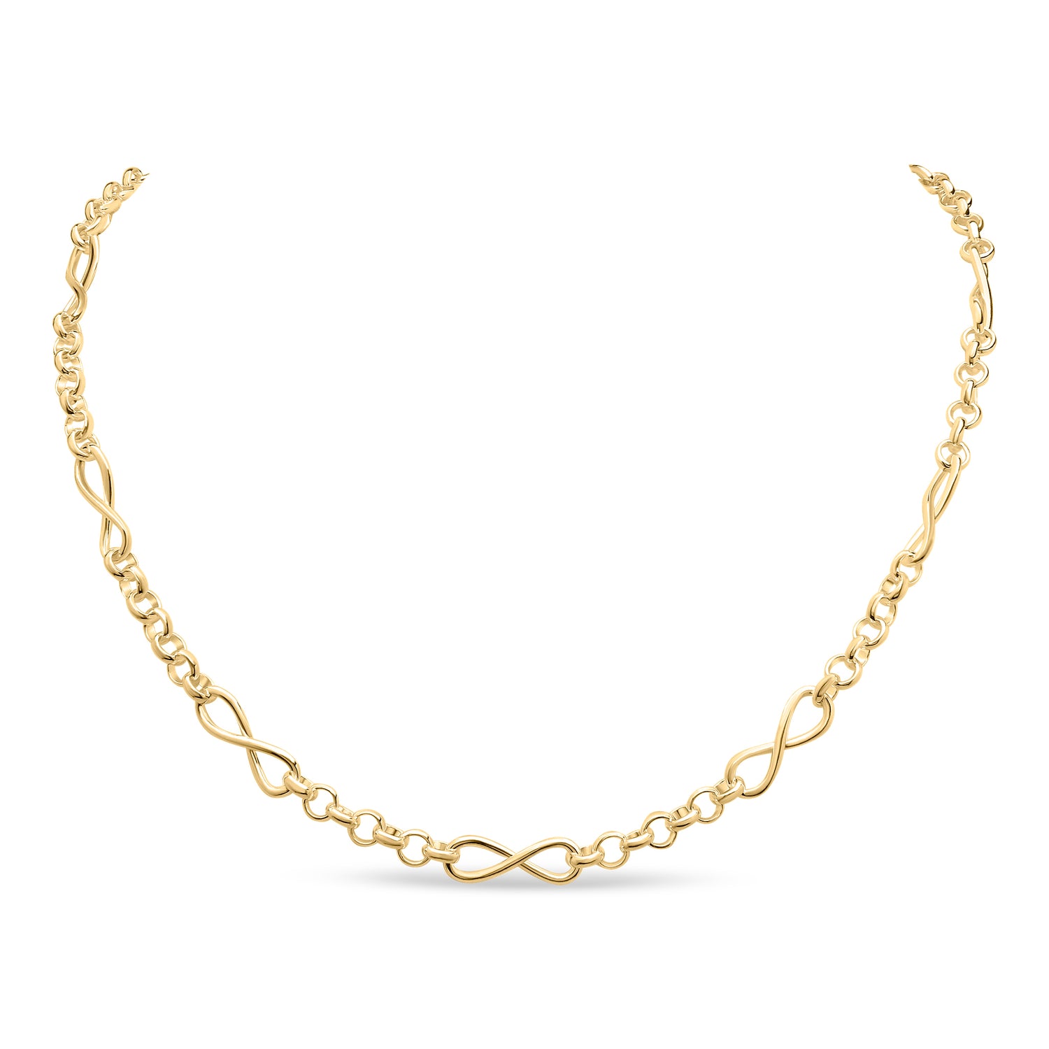 18ct Yellow Gold Vermeil on Sterling Silver Handmade Solid 6.3mm Infinity Belcher Necklace