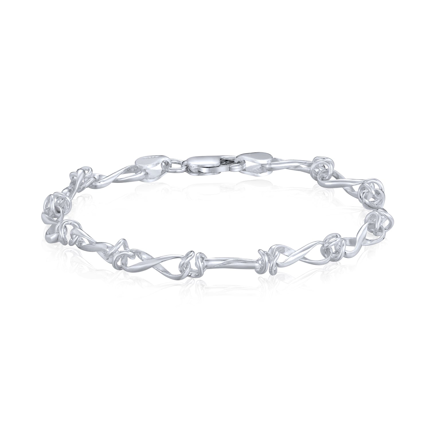 Sterling Silver Handmade Solid 6.3mm Infinity Knot Bracelet