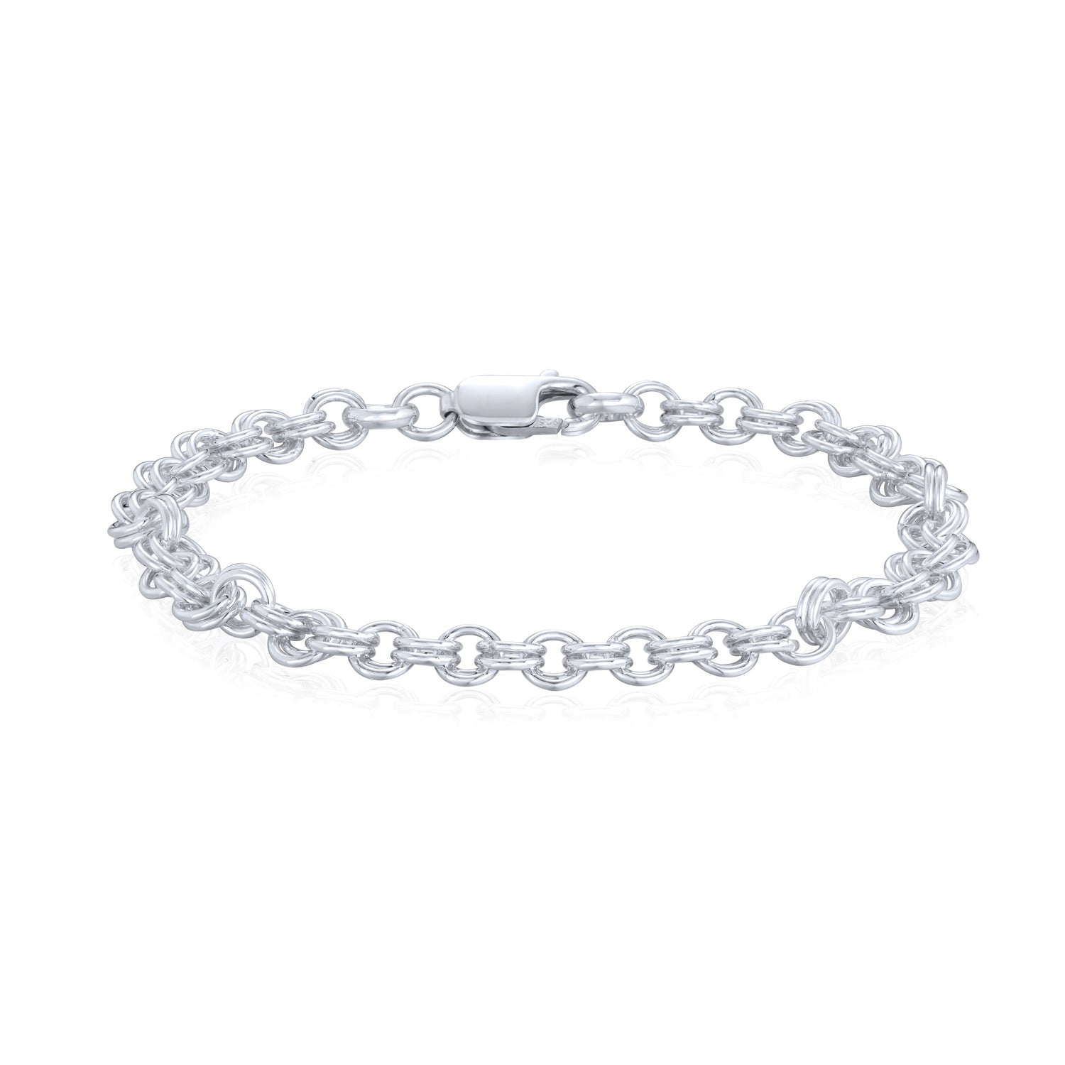 Sterling Silver Handmade Solid Double Round Belcher Chain Bracelet