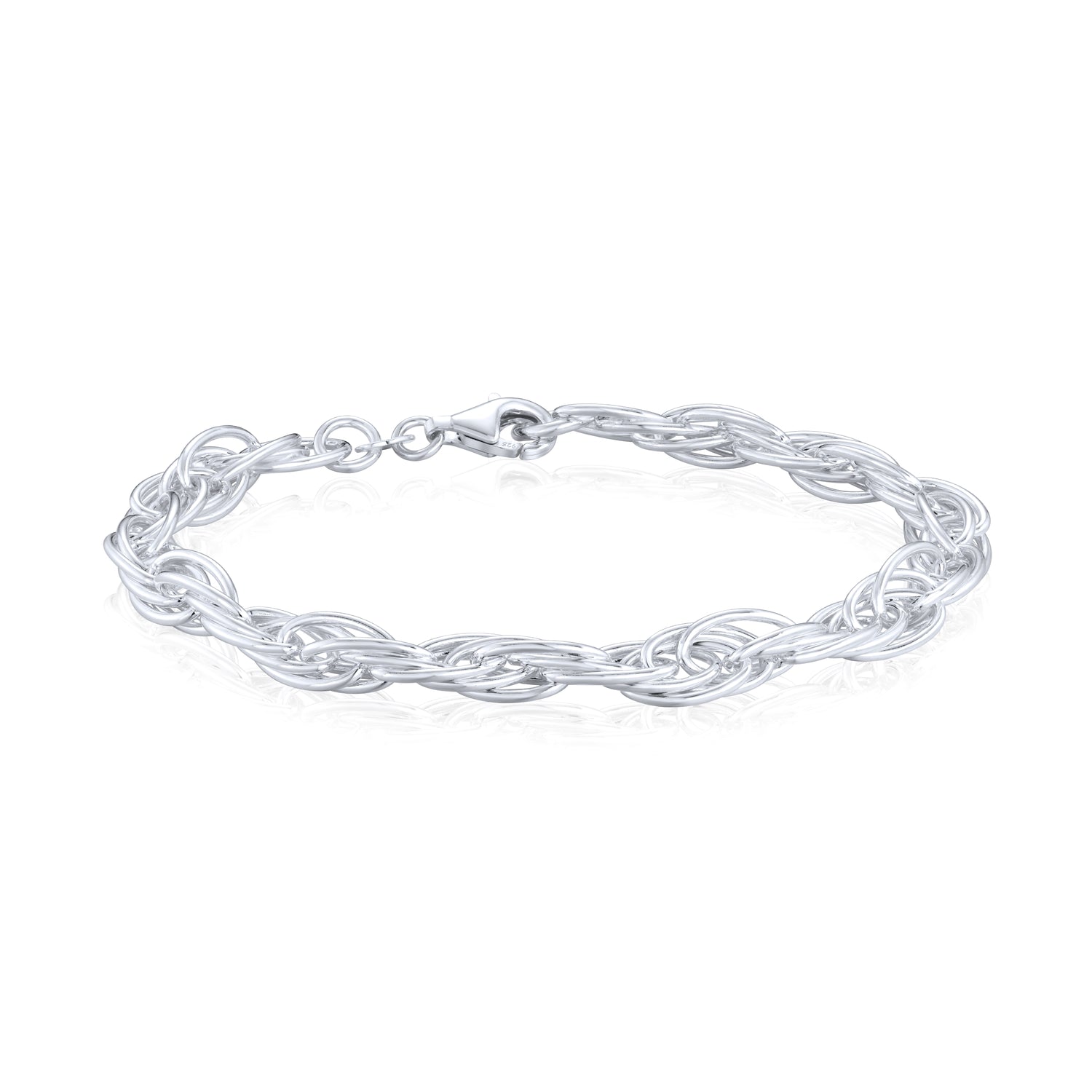 Sterling Silver Handmade 6mm Oval Rope Bracelet