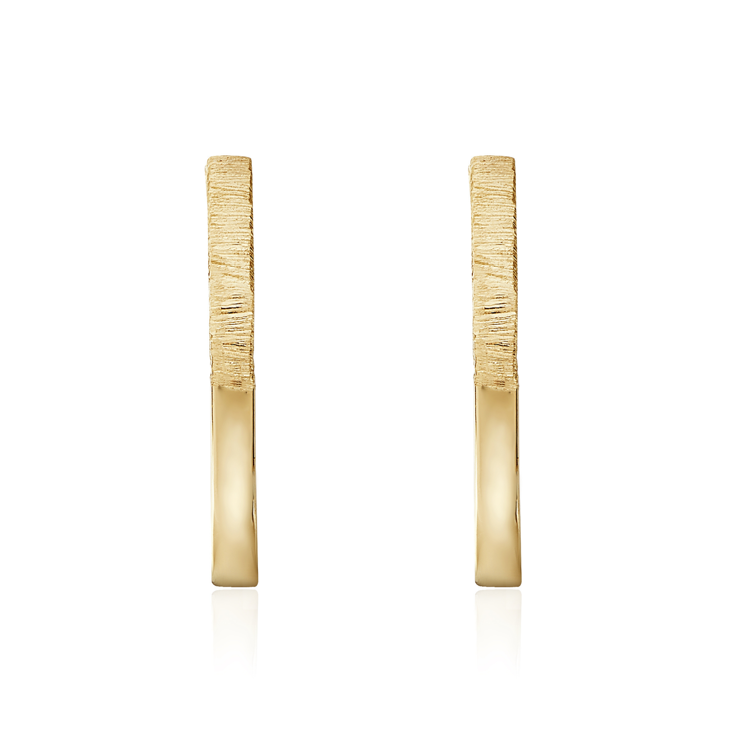 9ct Yellow Gold Brushed & Polished Hinged Huggie Earrings — 17.5mm