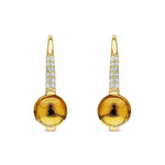 9ct Yellow Gold Natural Citrine and Diamond Drop Earrings