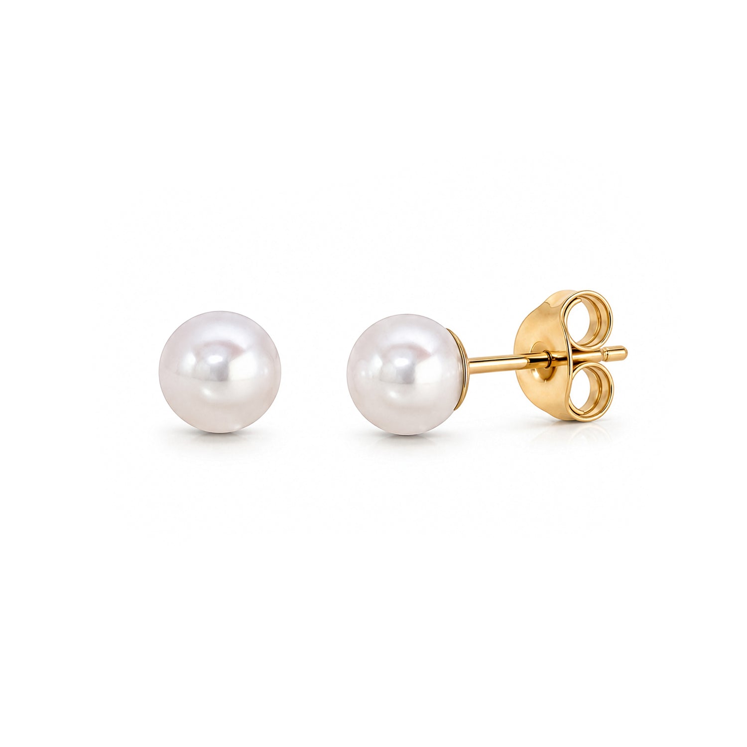 9ct Yellow Gold Akoya Natural Pearl Stud Earrings 4mm
