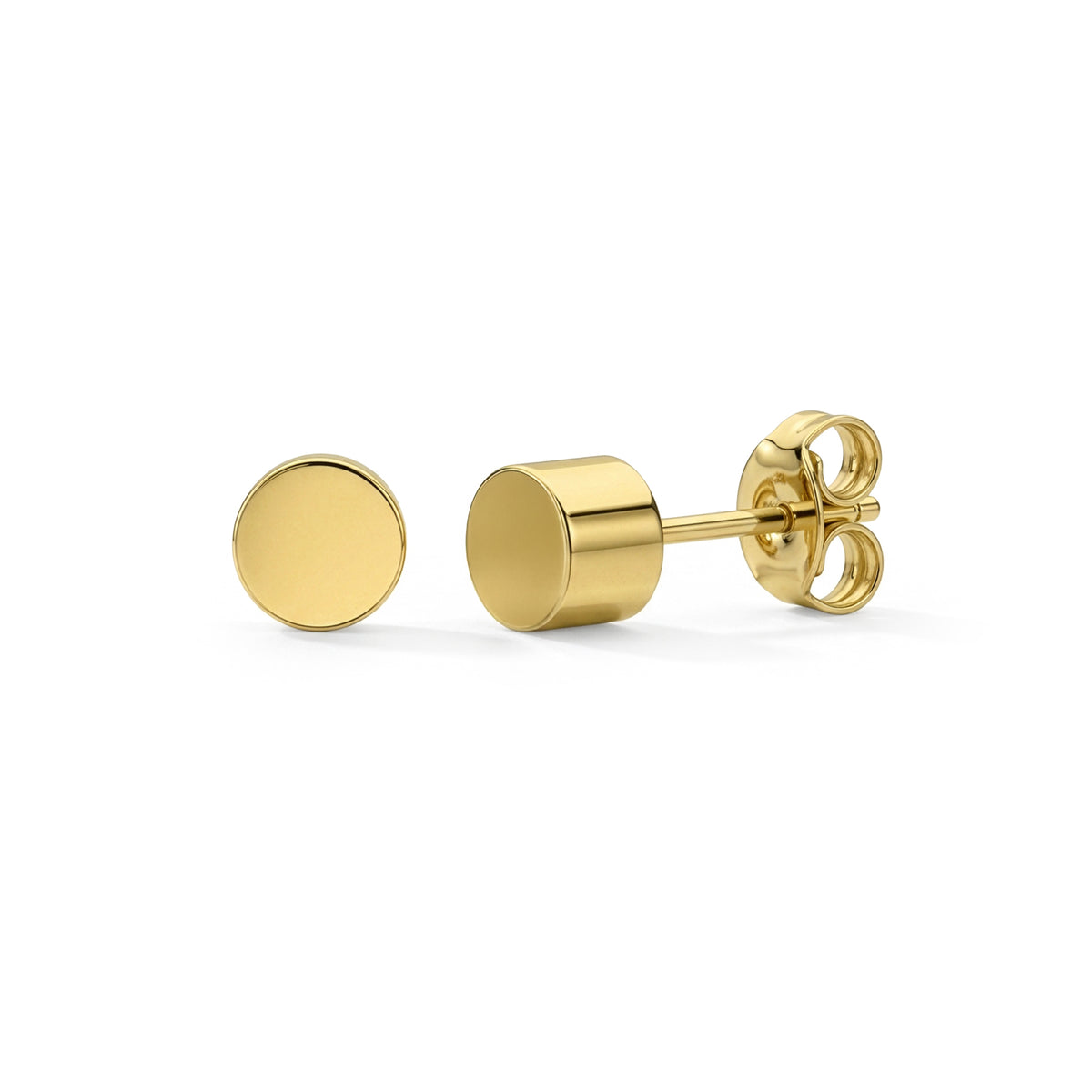 9ct Yellow Gold Polished Cylinder Stud Earrings — 4mm