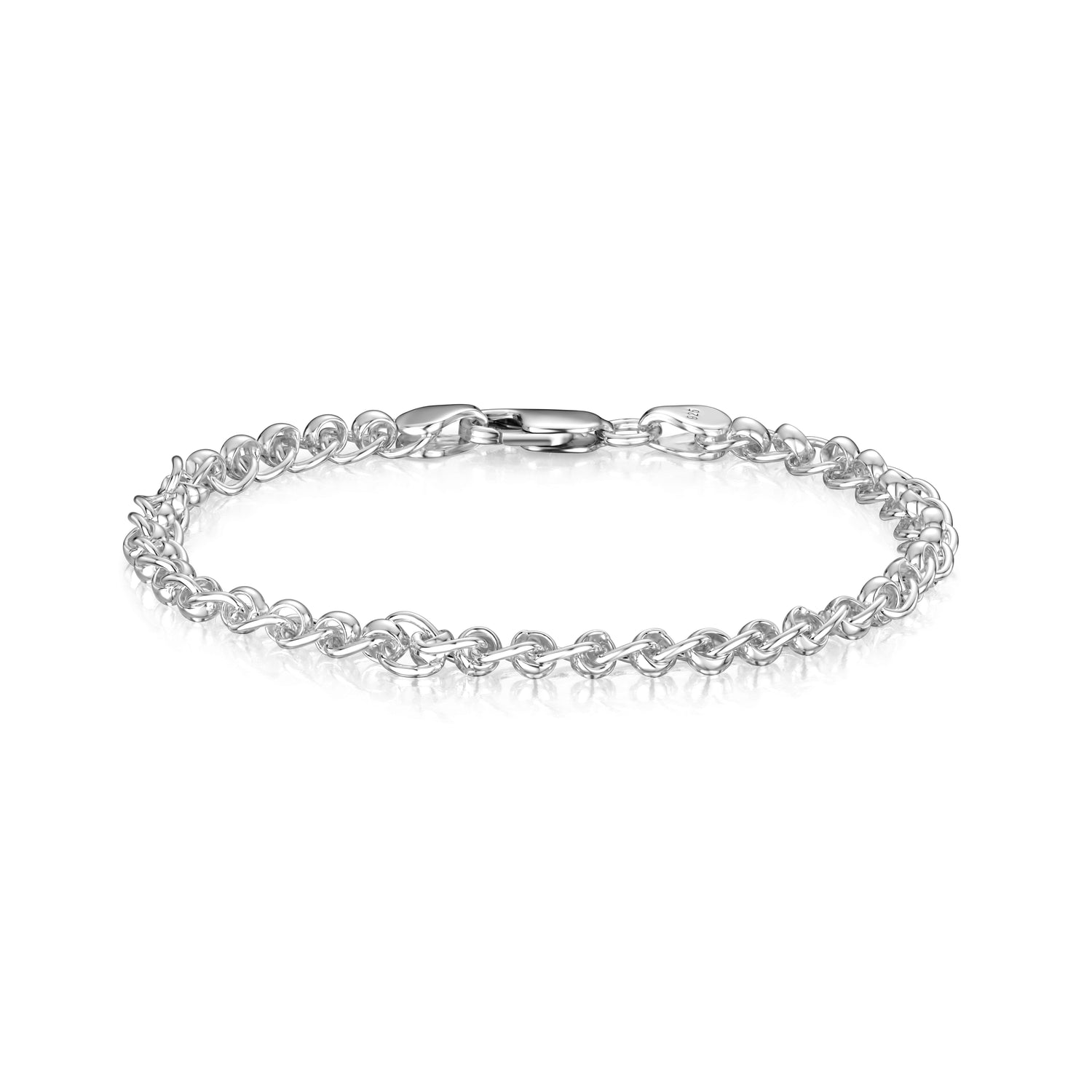 Sterling Silver Handmade Solid 4mm Rollerball Bracelet