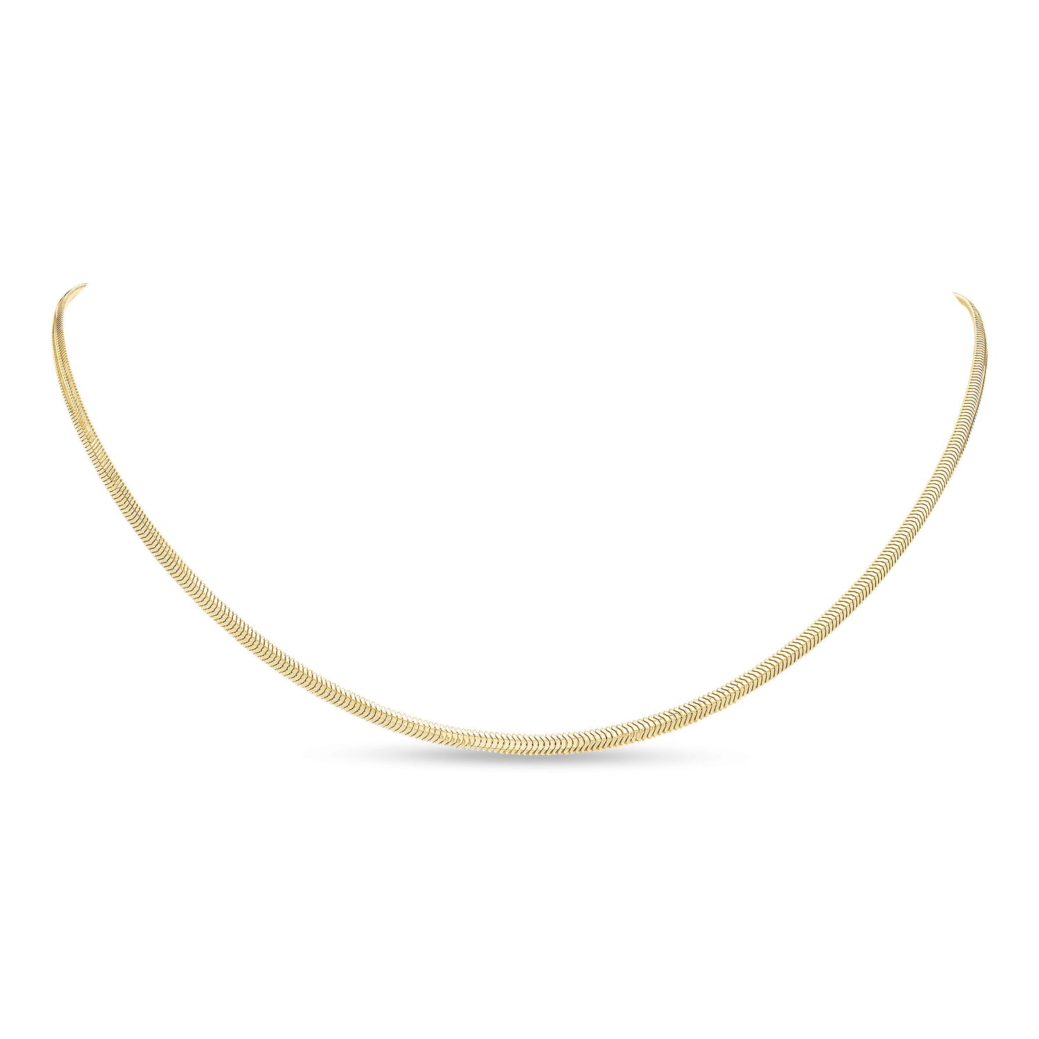 18ct Yellow Gold 2.5mm Flat Snake Necklace