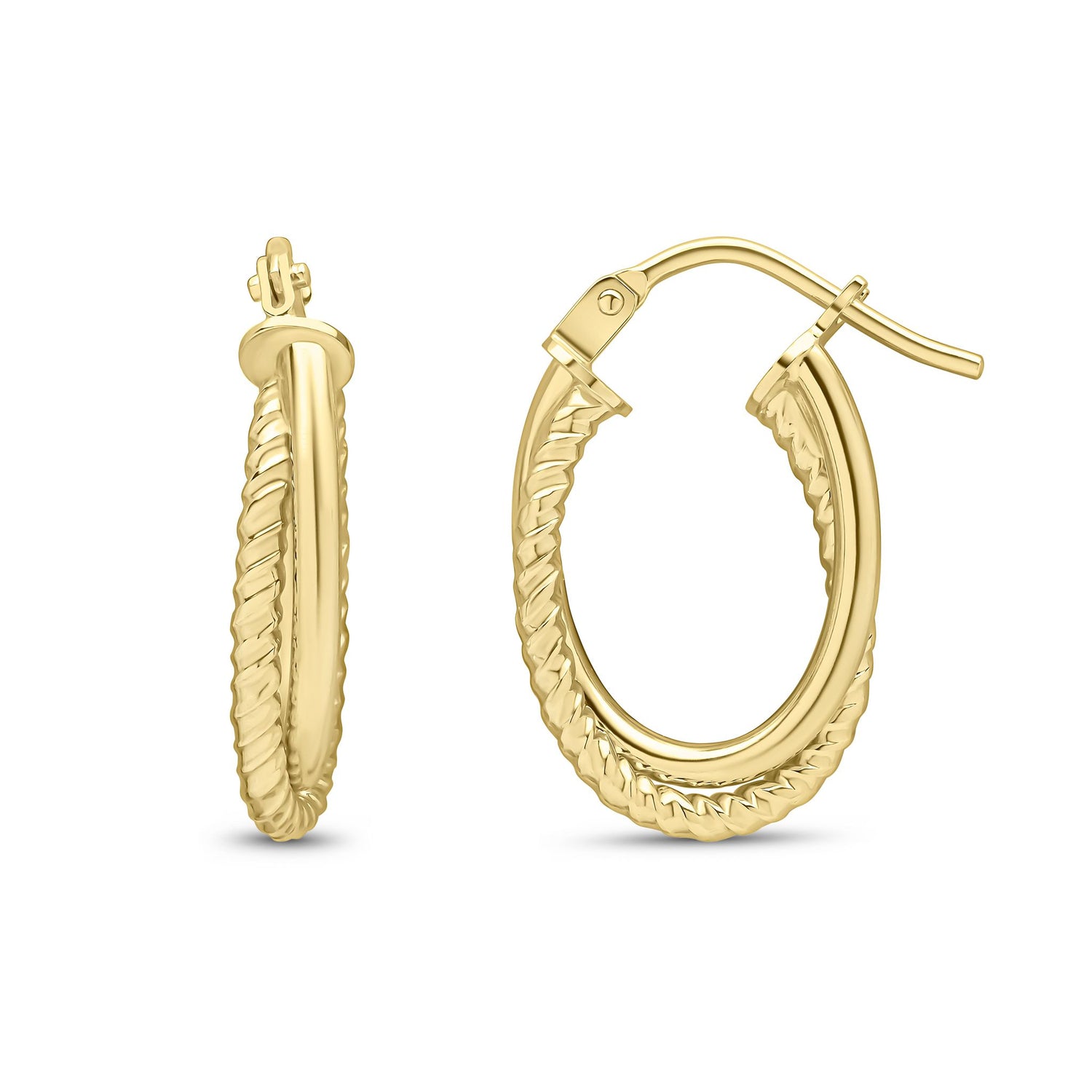 9ct Yellow Gold Twisted Rope Hoop Earrings