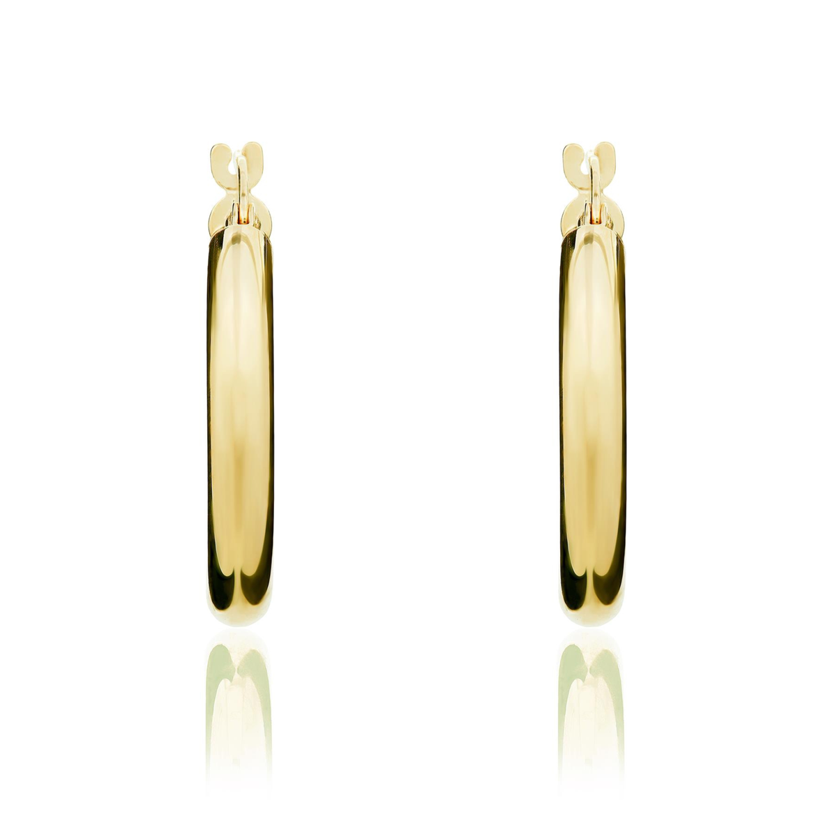 9ct Gold Polished Tube Hoop Earrings — 19mm