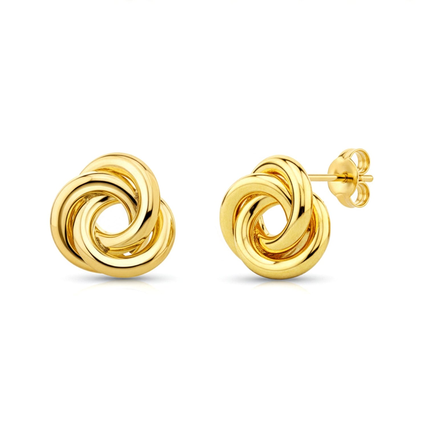 9ct Yellow Gold Love Knot Stud Earrings — 12mm