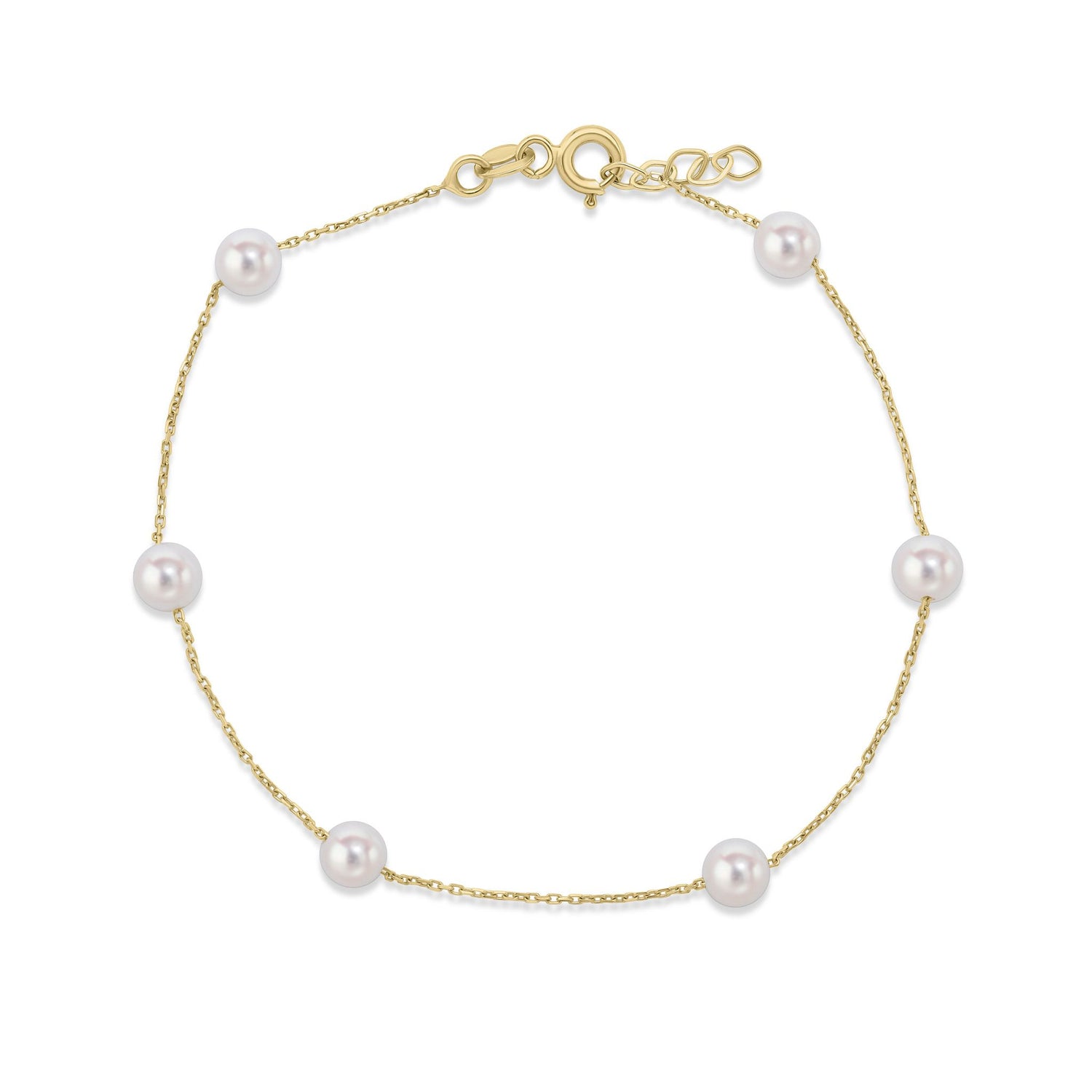 9ct Yellow Gold Freshwater Pearl Station Bracelet