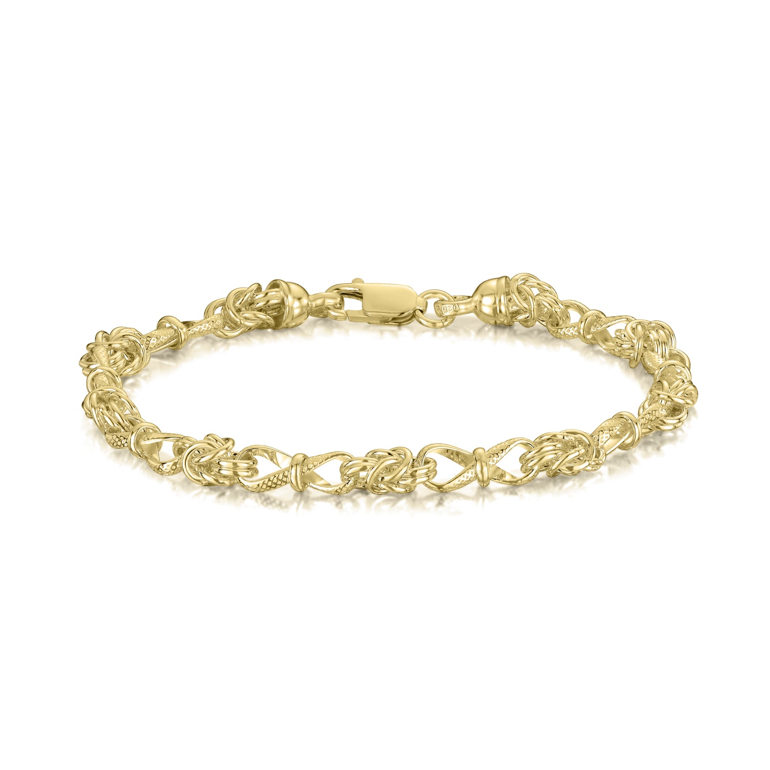 18ct Gold Vermeil on Sterling Silver 5.3mm Byzantine Twist Bracelet