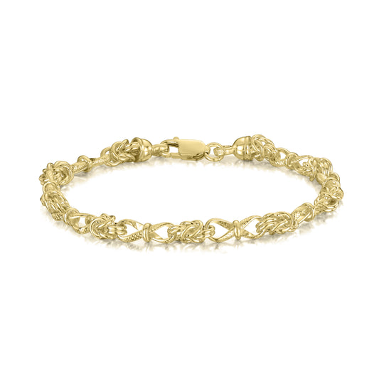 18ct Gold Vermeil on Sterling Silver 5.3mm Byzantine Twist Bracelet