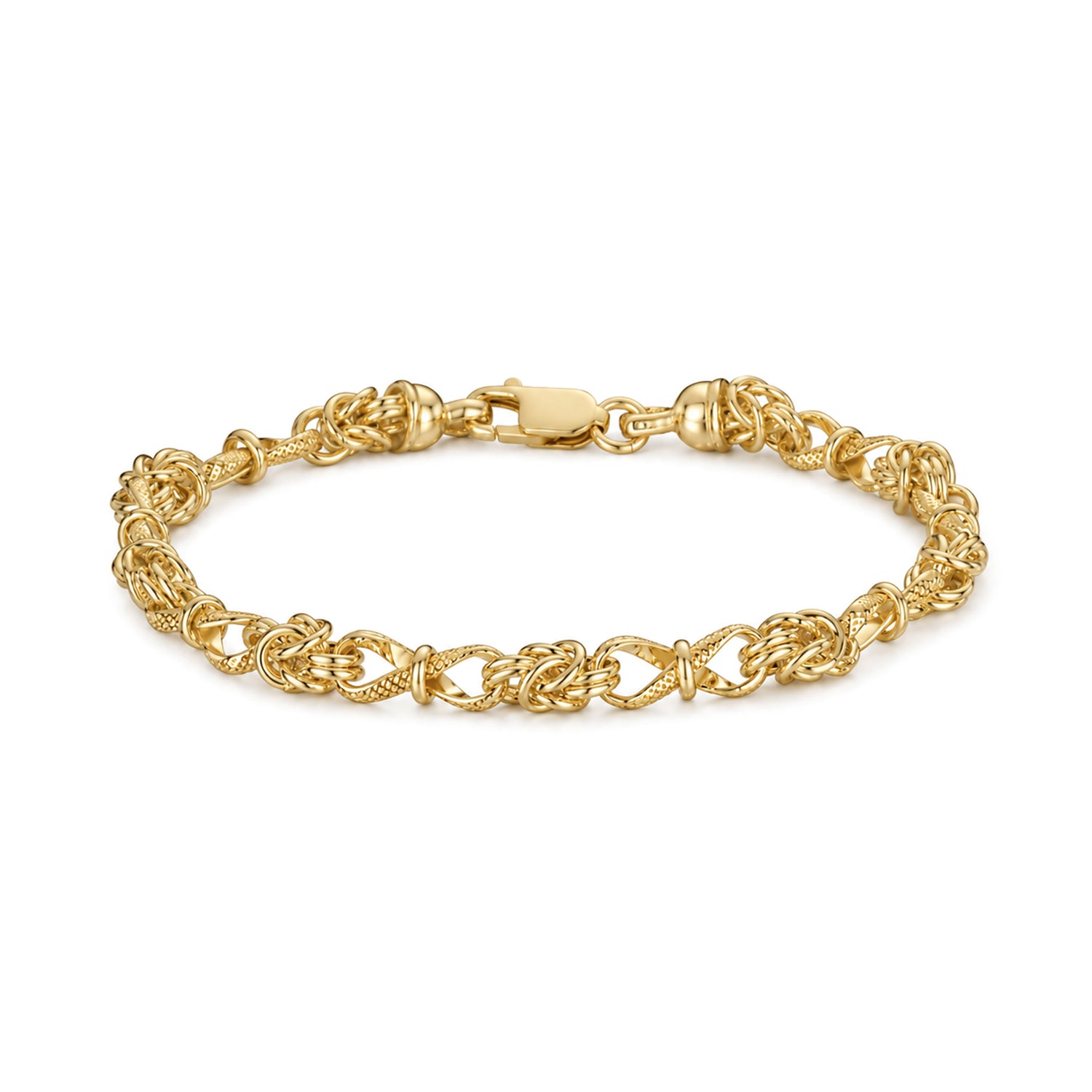 18ct Gold Vermeil on Sterling Silver 5.3mm Byzantine Twist Bracelet