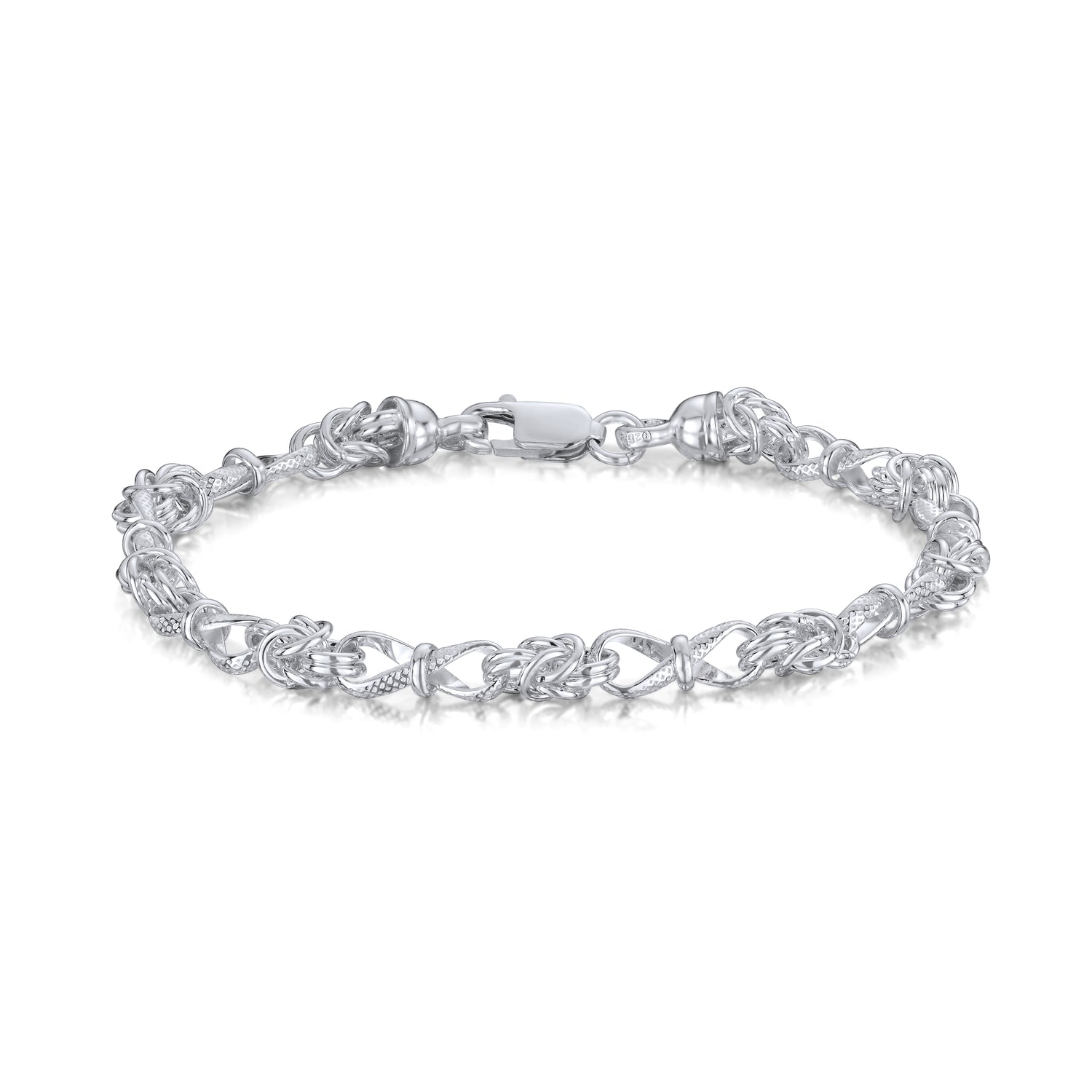 Sterling Silver Handmade Solid 5.3mm Byzantine Twist Bracelet