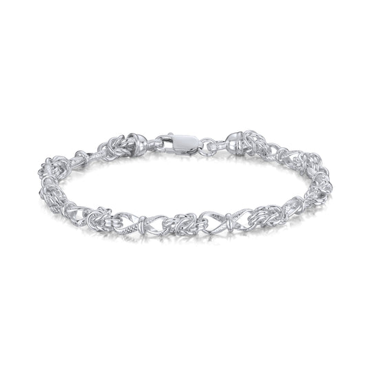 Sterling Silver Handmade Solid 5.3mm Byzantine Twist Bracelet