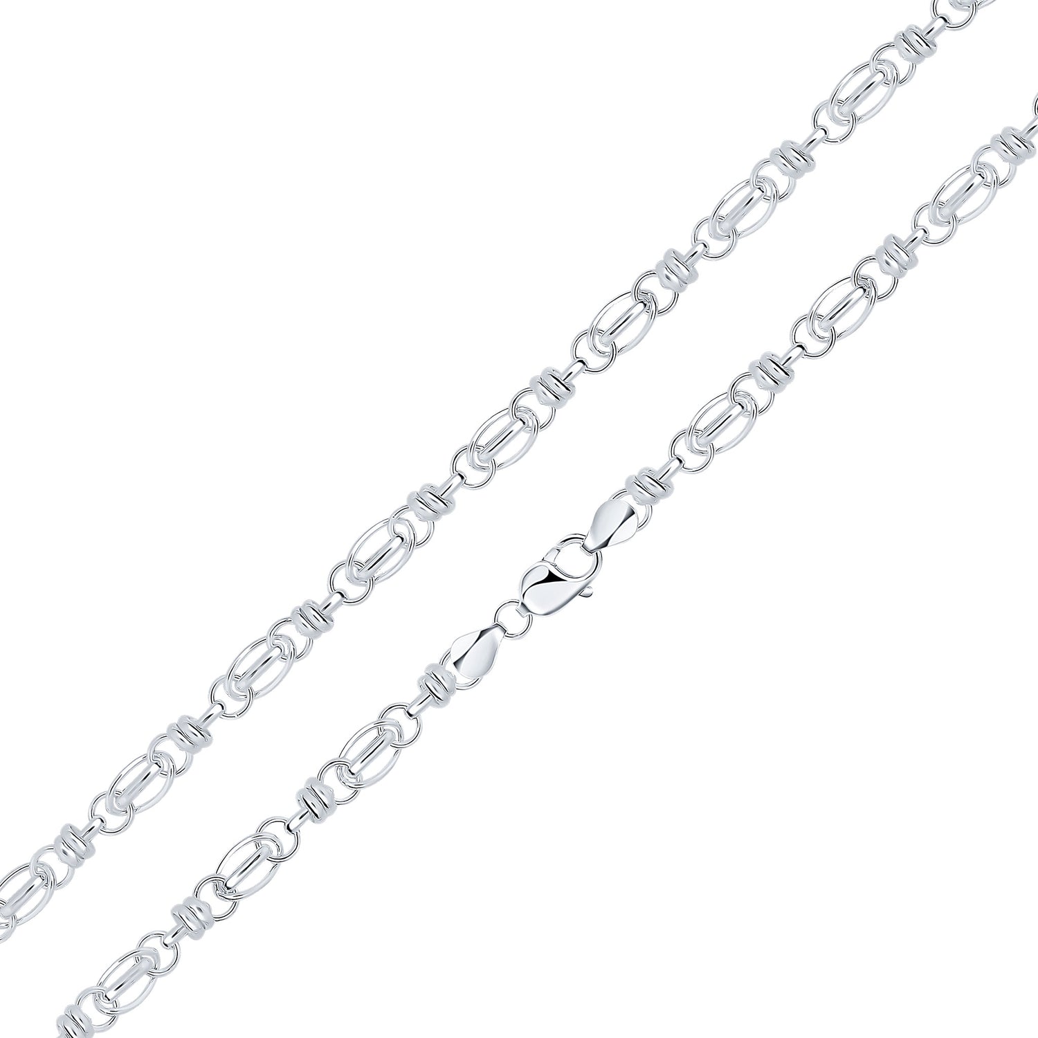 Sterling Silver Handmade Solid 7.8mm Multi Link Oval Necklace