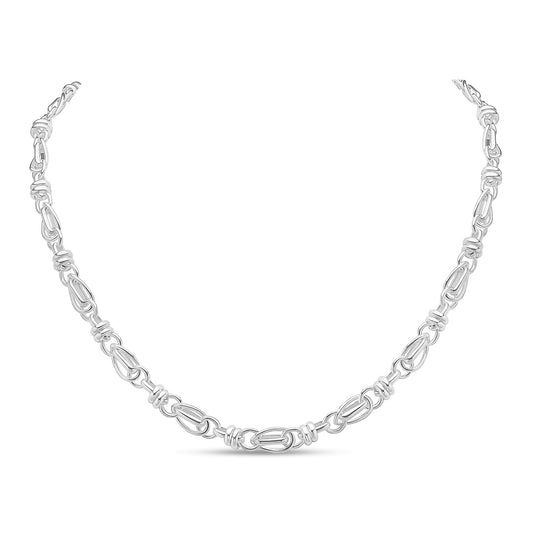 Sterling Silver Handmade Solid 7.8mm Multi Link Oval Necklace