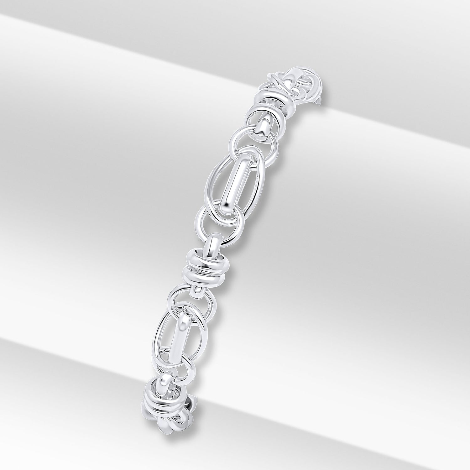 Sterling Silver Handmade Solid 7.8mm Multi Link Oval Bracelet