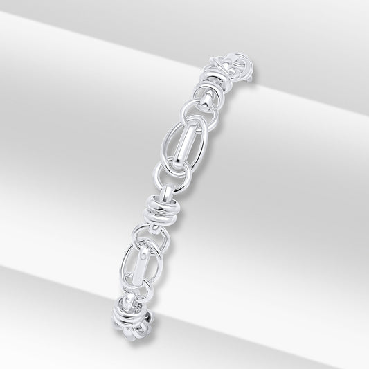 Sterling Silver Handmade Solid 7.8mm Multi Link Oval Bracelet