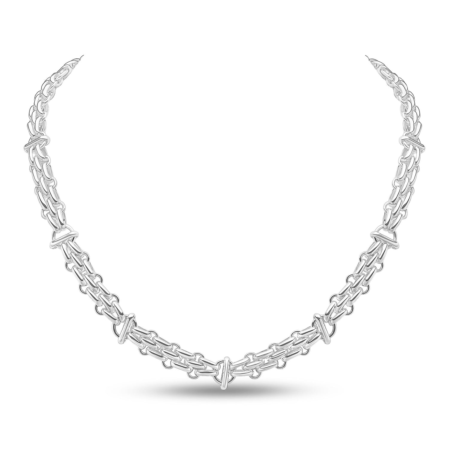 Sterling Silver Handmade 9.1mm Three Brick Style Necklace