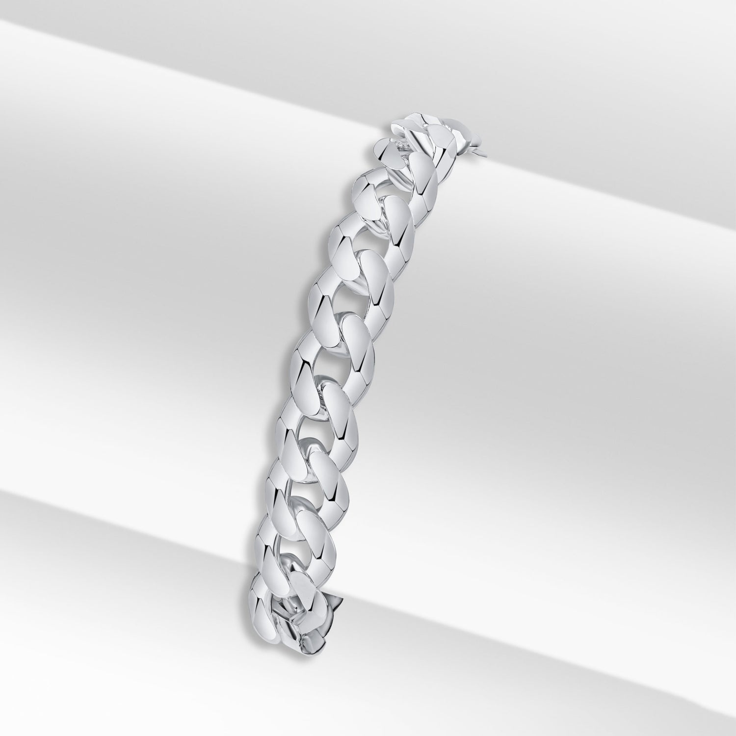 Sterling Silver Solid 11mm Curb Bracelet