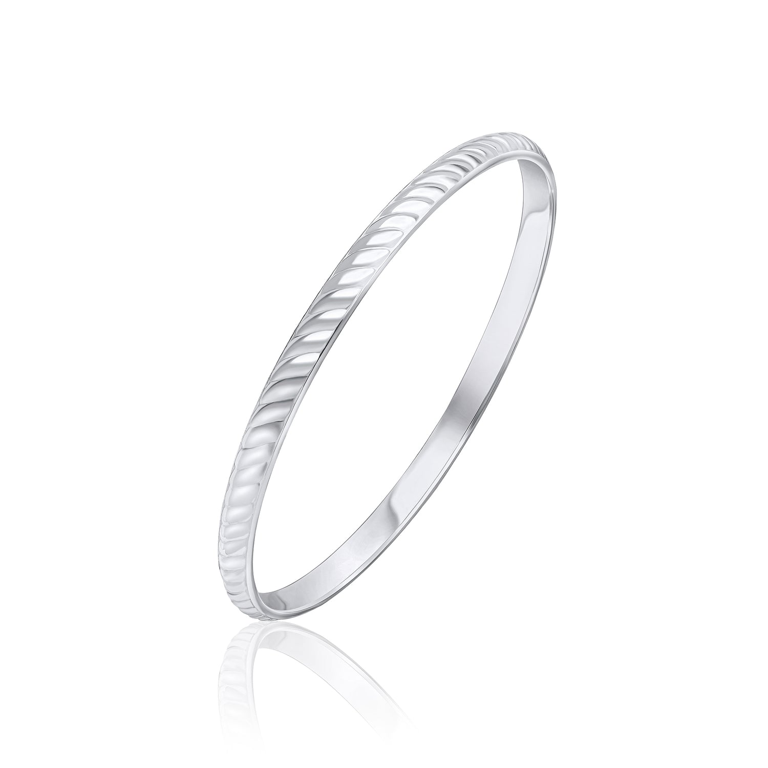 Sterling Silver Solid 5mm Rope Pattern Court Bangle