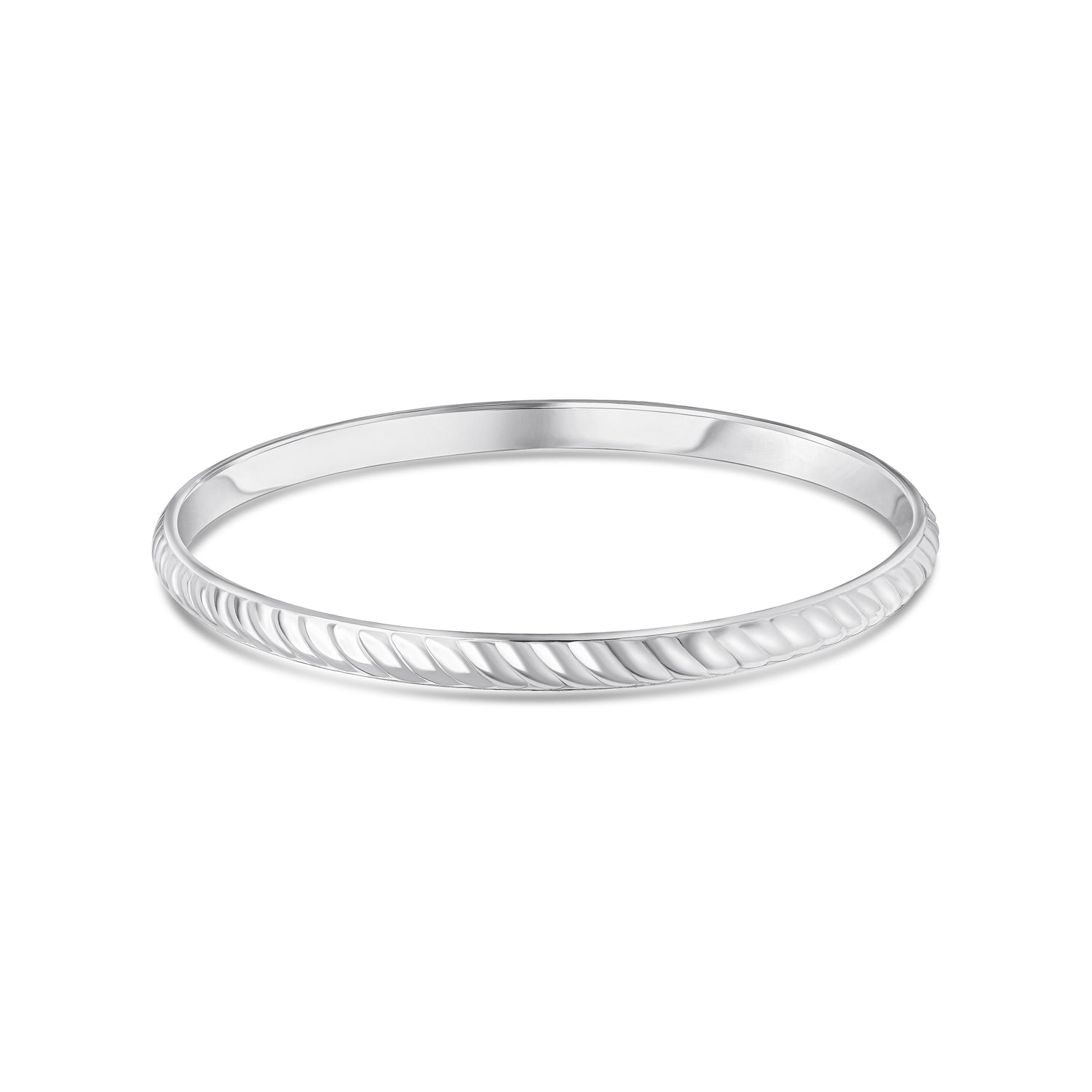 Sterling Silver Solid 5mm Rope Pattern Court Bangle