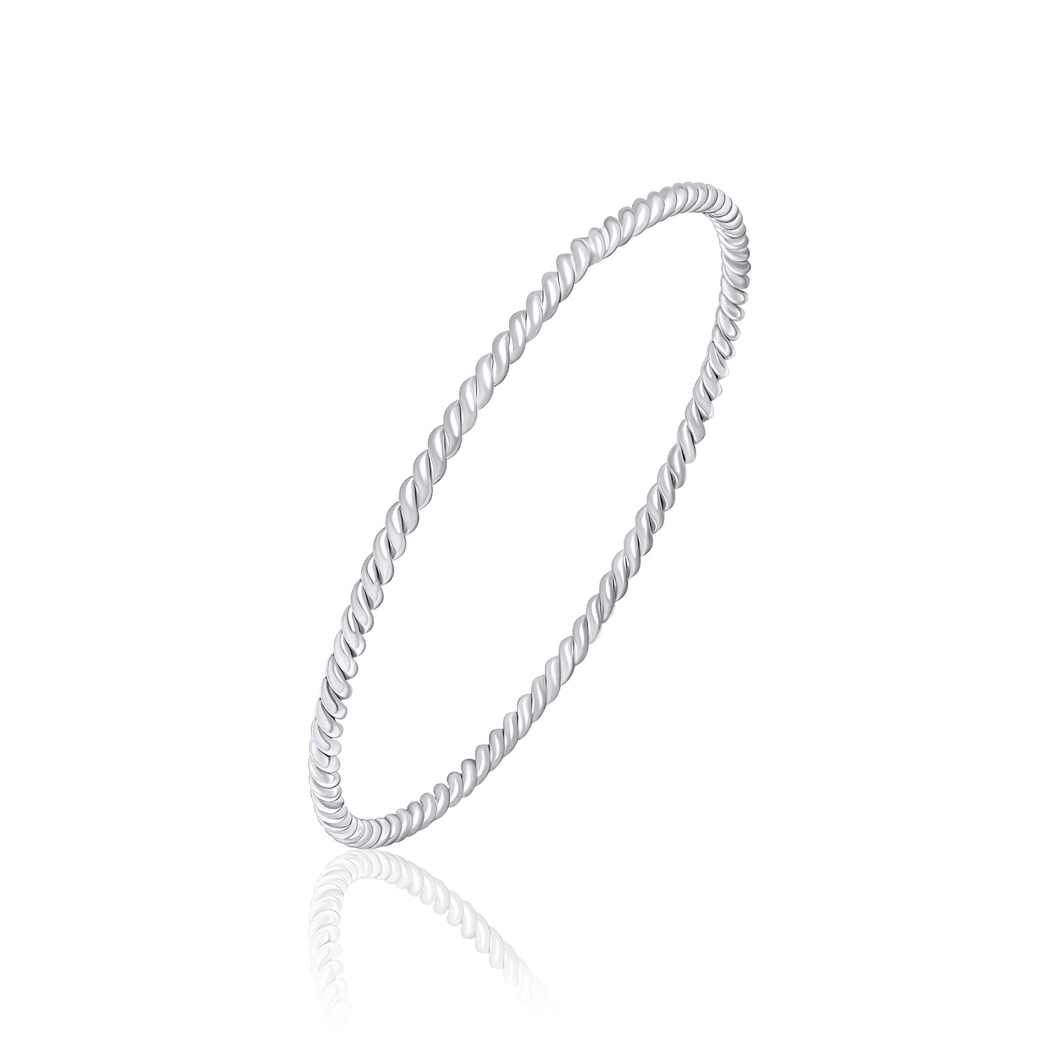 Sterling Silver Solid 3mm Round Shape Rope Twist Bangle
