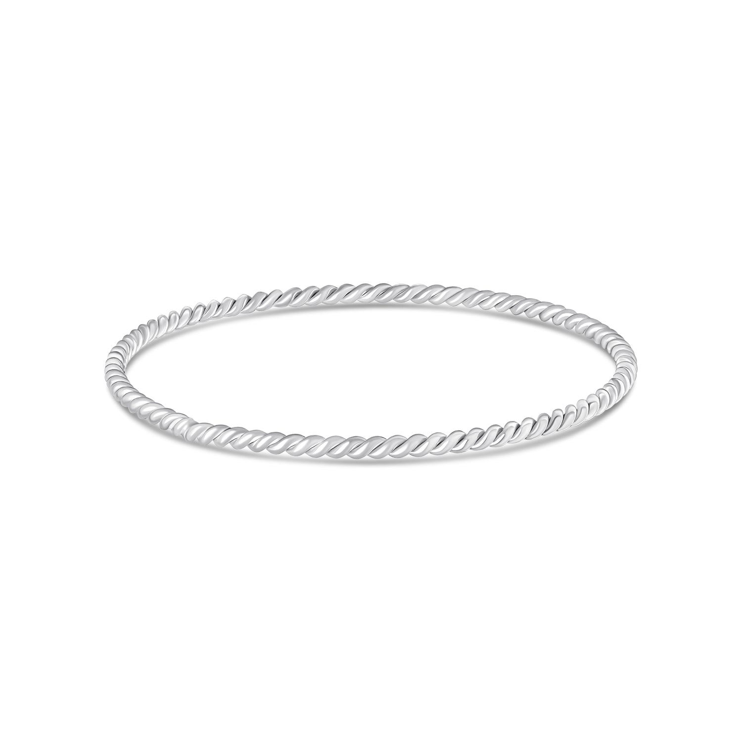 Sterling Silver Solid 3mm Round Shape Rope Twist Bangle