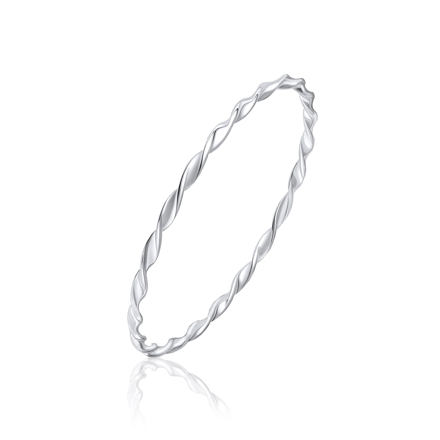 Sterling Silver Solid 3mm Loose Twist Bangle