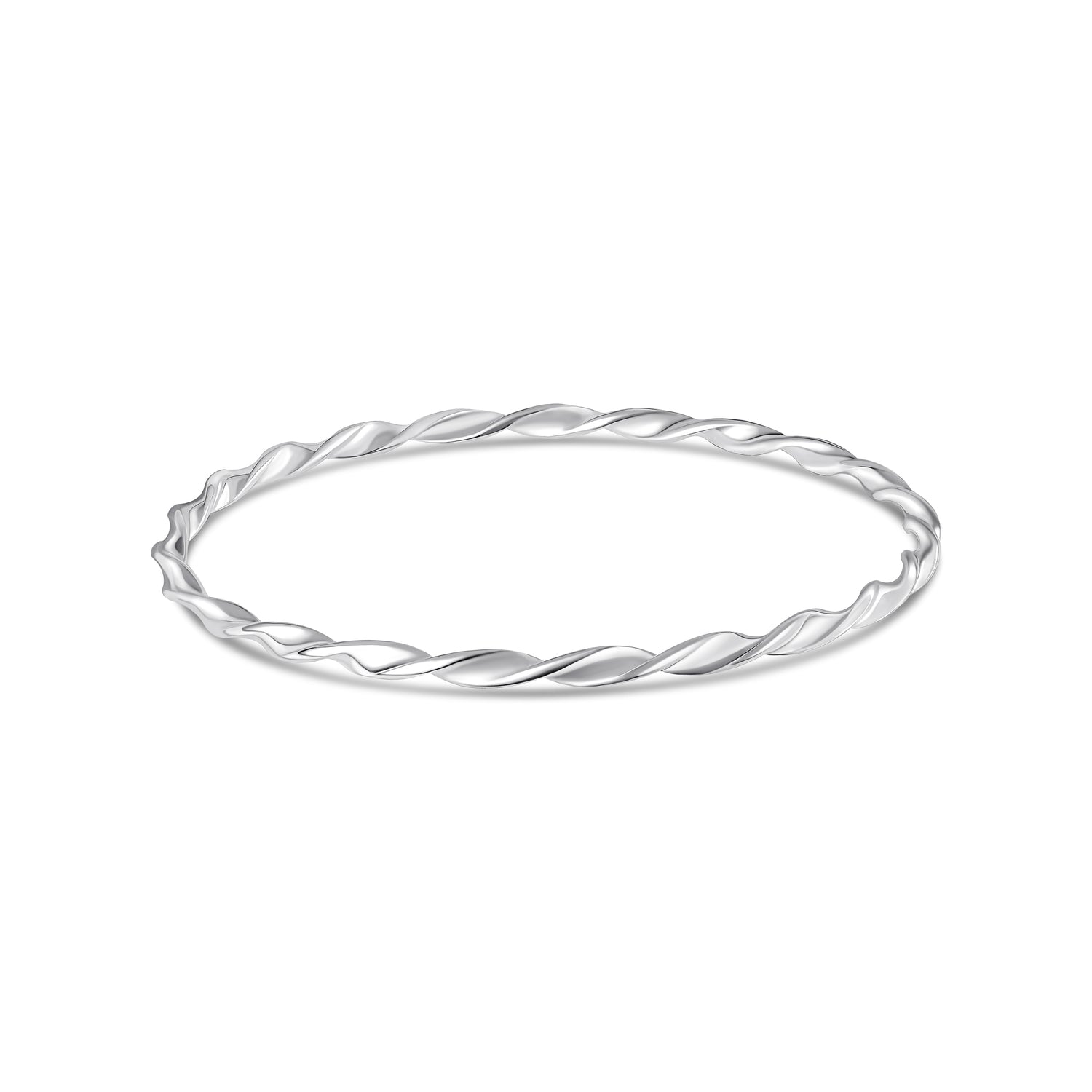 Sterling Silver Solid 3mm Loose Twist Bangle