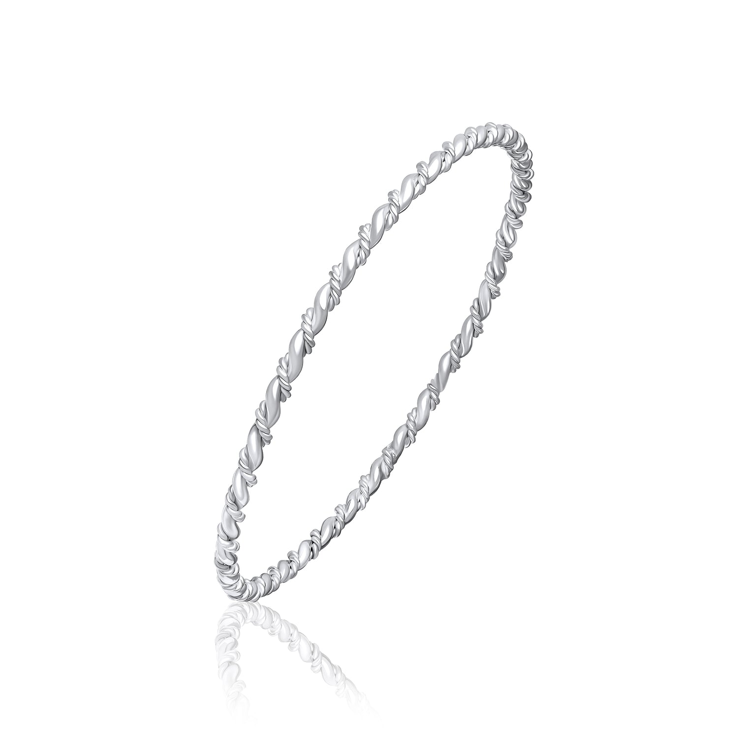 Sterling Silver Solid 3mm Rope Twist Bangle