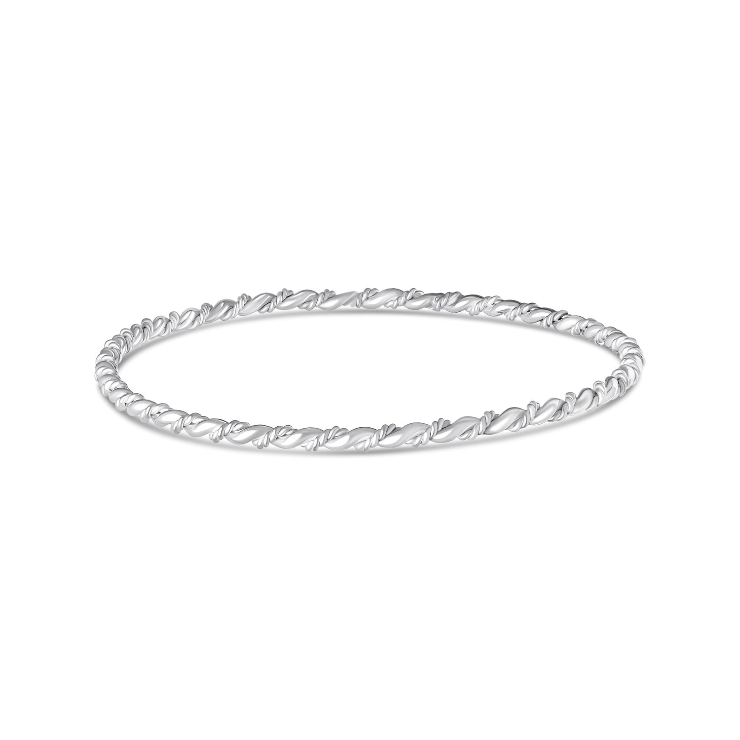 Sterling Silver Solid 3mm Rope Twist Bangle